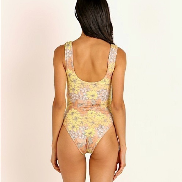 Seea Agra Neo Boho Retro Floral Scoop Neck Cheeky One Piece Bathing Suit Sz XS - Picture 2 of 13